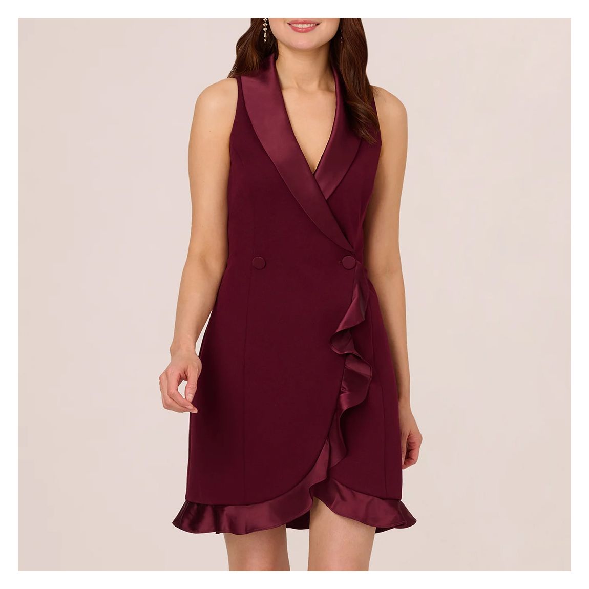 Burgundy Halter Tuxedo Crepe Dress main product photo