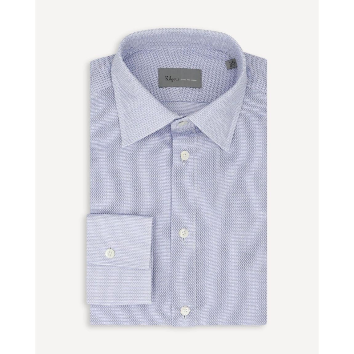 KILGOUR Sky Blue Textured Cotton Shirt with Regular Collar main product photo