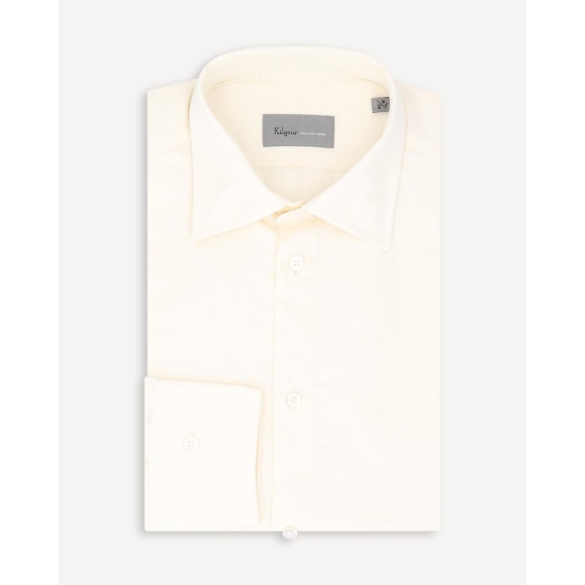 KILGOUR Classic Regular Collar Poplin Cotton Shirt in Elegant Ivory main product photo