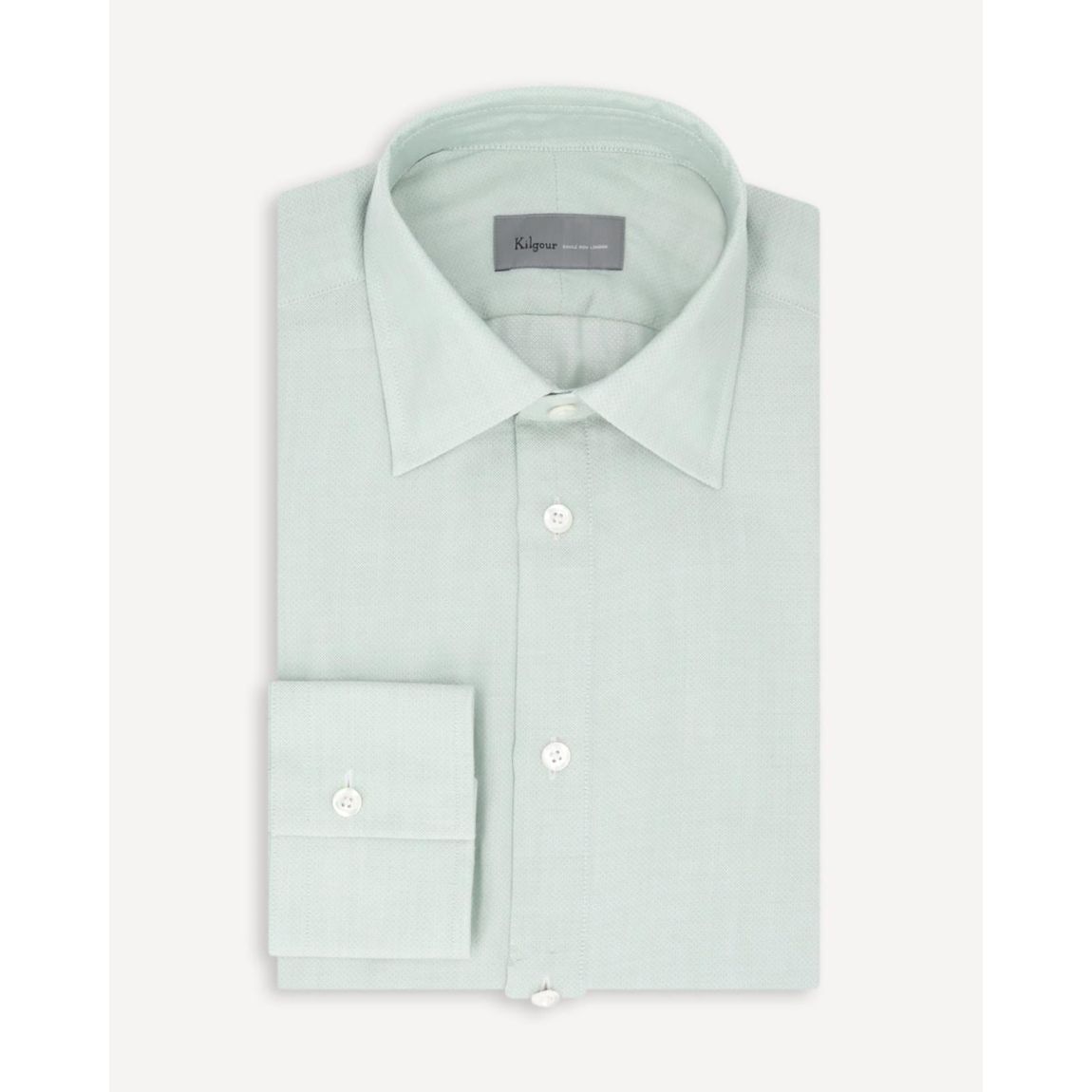 KILGOUR Mint Green Regular Collar Cotton Silk Shirt - Timeless Luxury main product photo