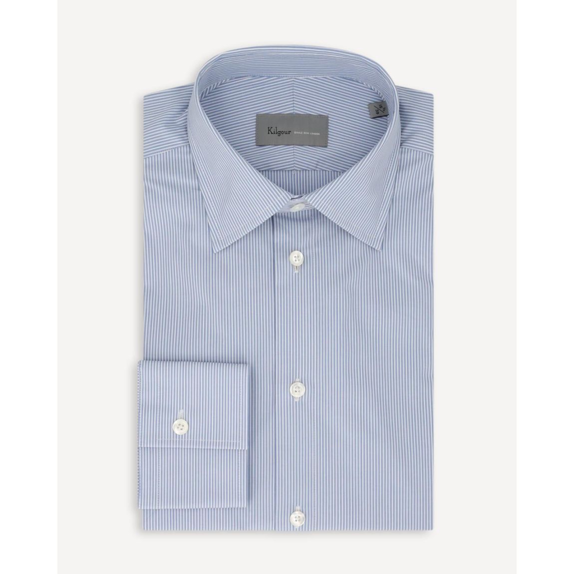 KILGOUR Sky Blue and White Stripe Regular Collar City Shirt main product photo