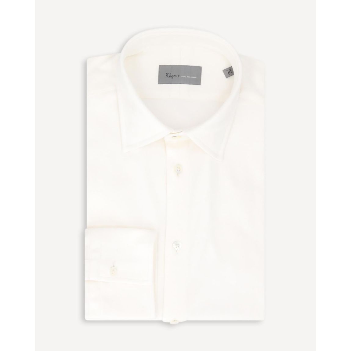KILGOUR Ecru Soft Jersey Cotton Shirt with Regular Collar and Single Cuffs main product photo
