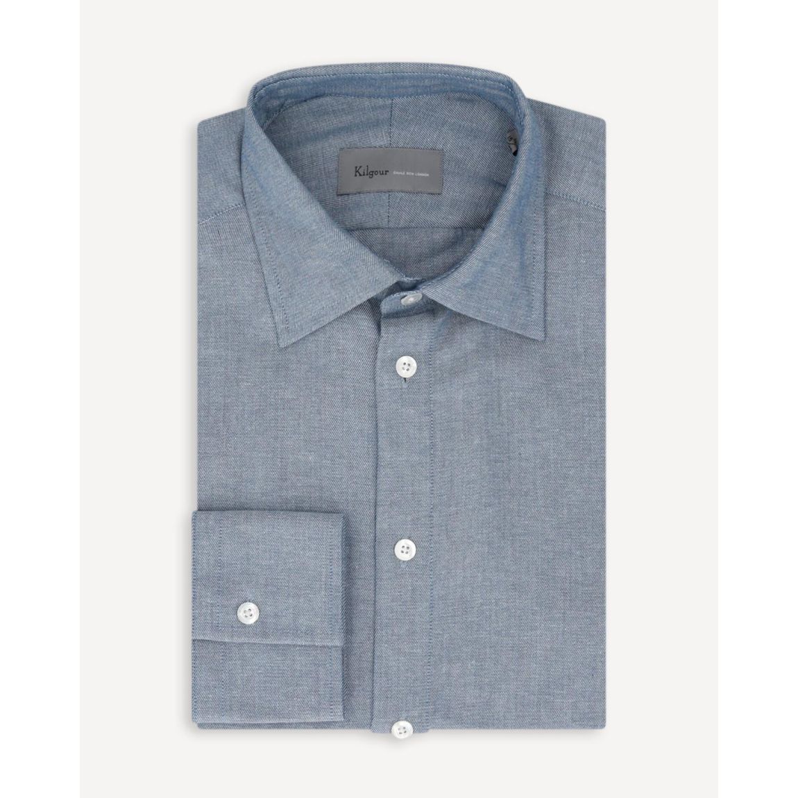 KILGOUR Denim Blue Regular Collar Shirt with Single Cuffs main product photo
