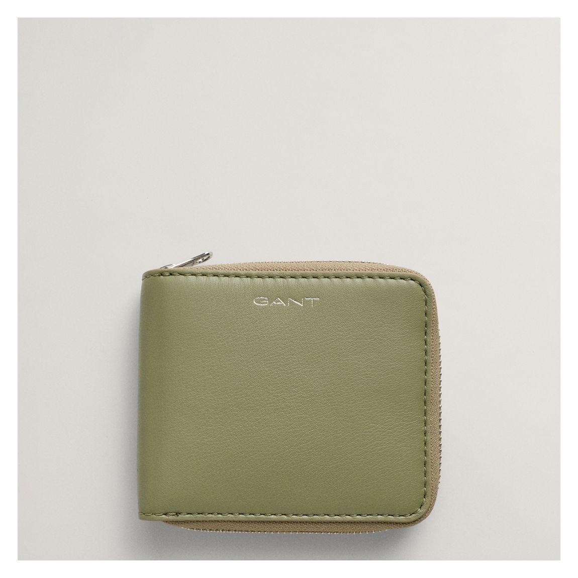 Green Leather Zip Wallet main product photo