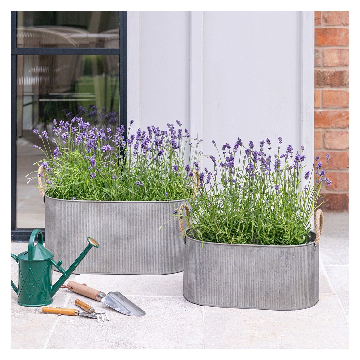 Galvanised Rope Handle Trough, Set of Two main product photo