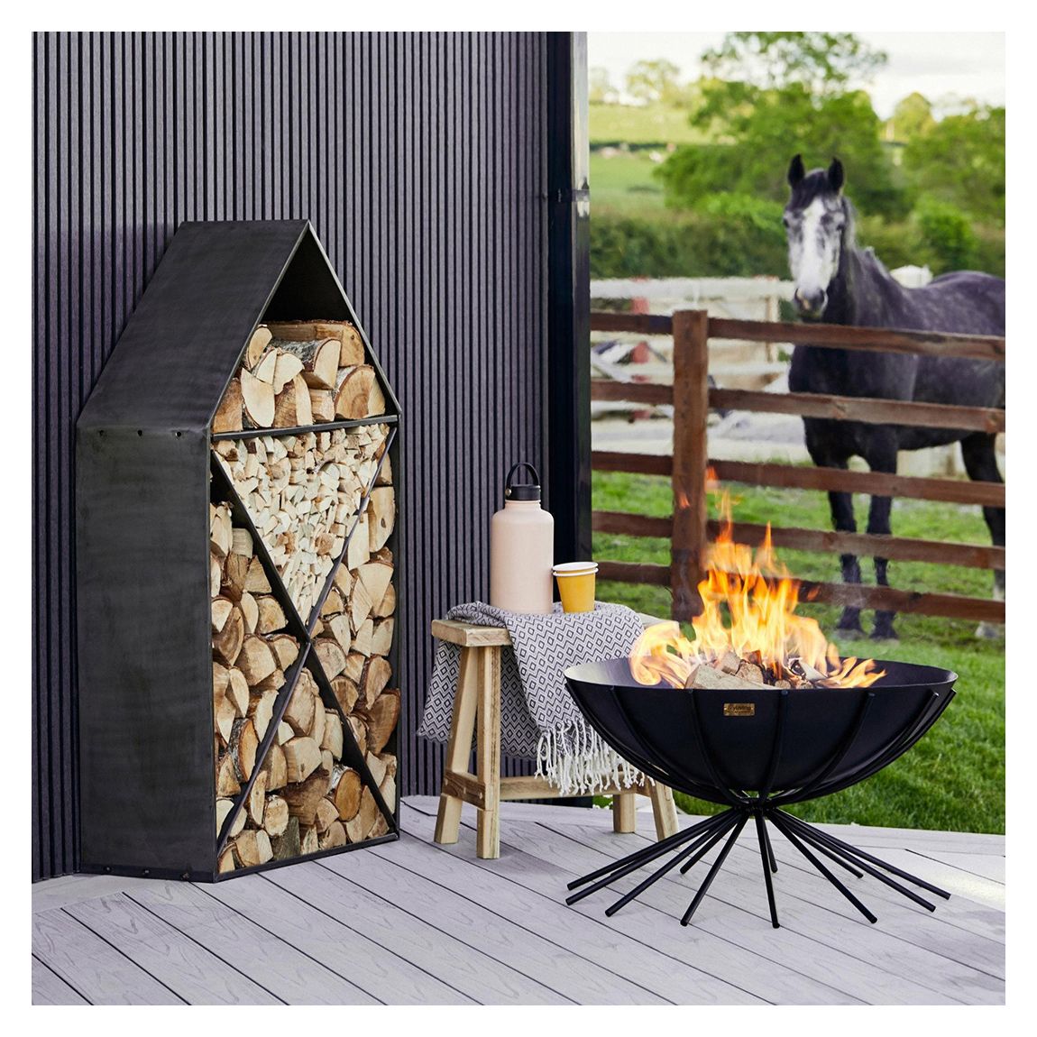 Metal Dakota Fire Pit in Black, H37Cm W71Cm main product photo