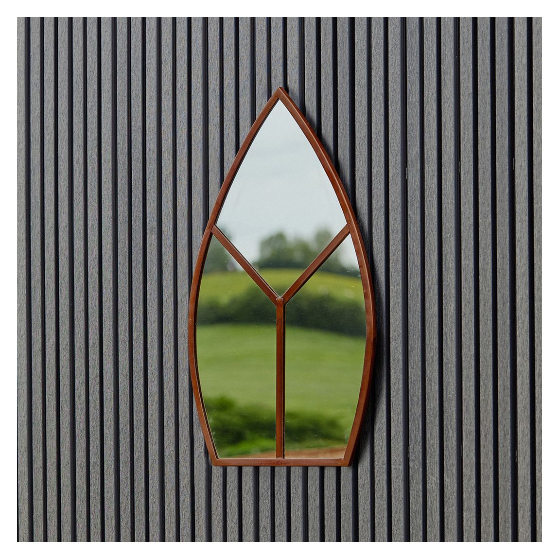 Leaf Arch Outdoor Mirror Natural Rust H90cm W50cm main product photo