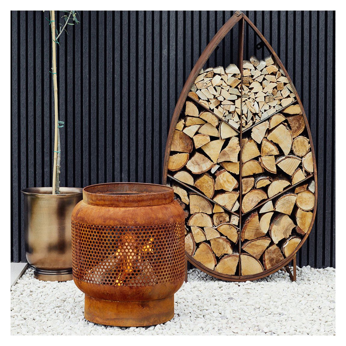 Tall Buttermere Basket Fire Pit Rust, H51cm W45cm main product photo