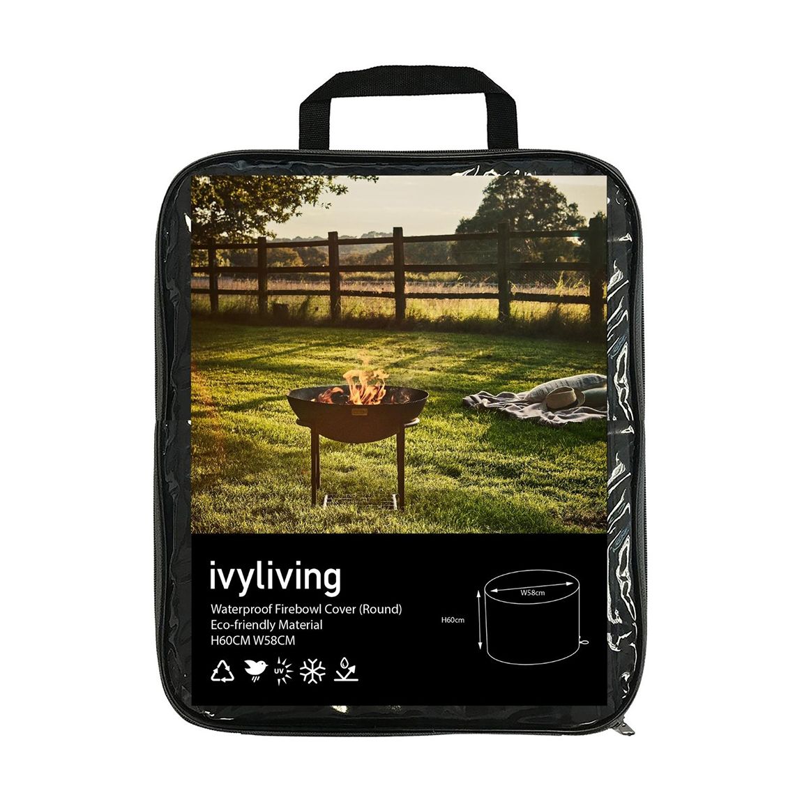 Waterproof Fire Pit Cover in Eco-friendly Material (Round) H60CM W58CM main product photo