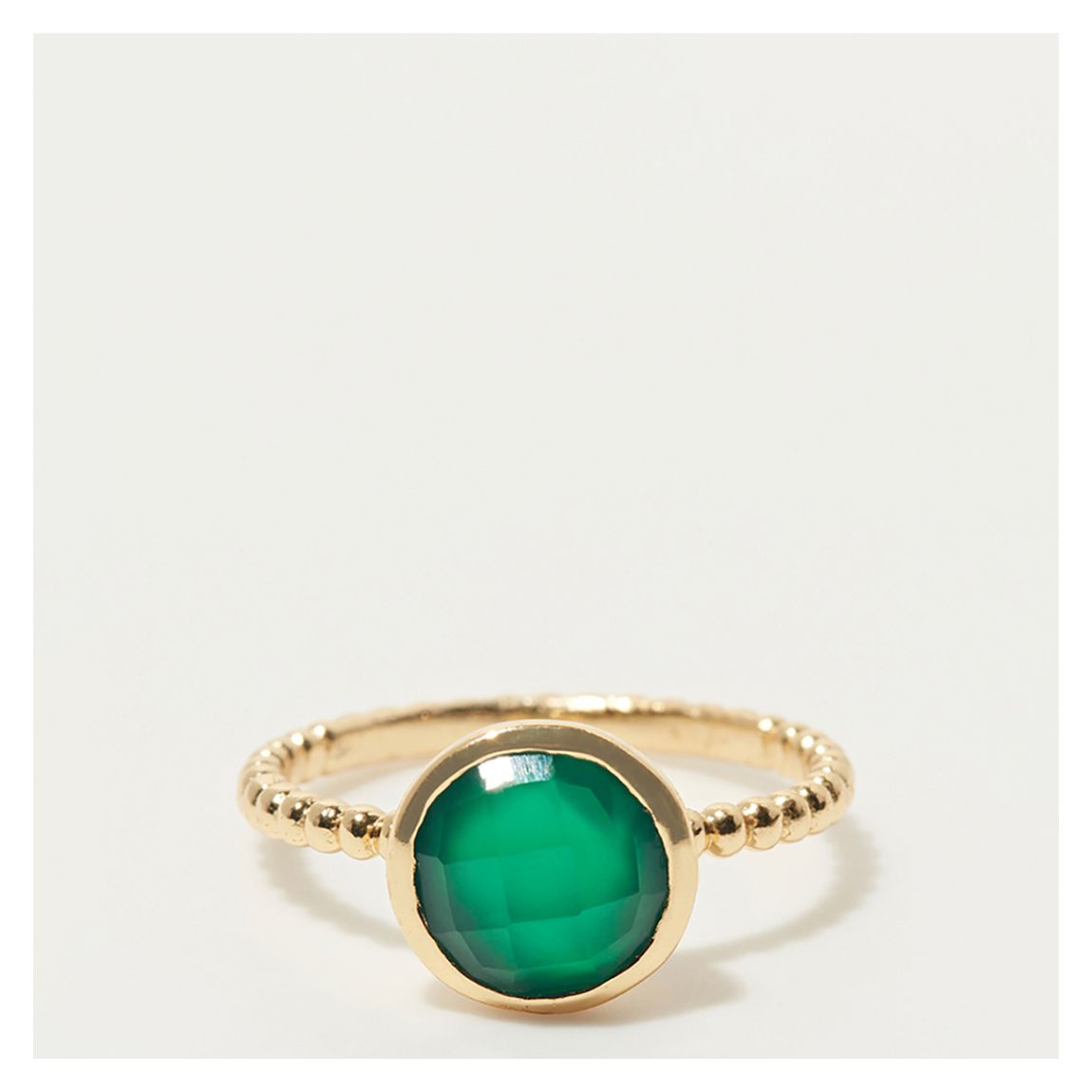 Green Gemstone Gold Brass Ring main product photo