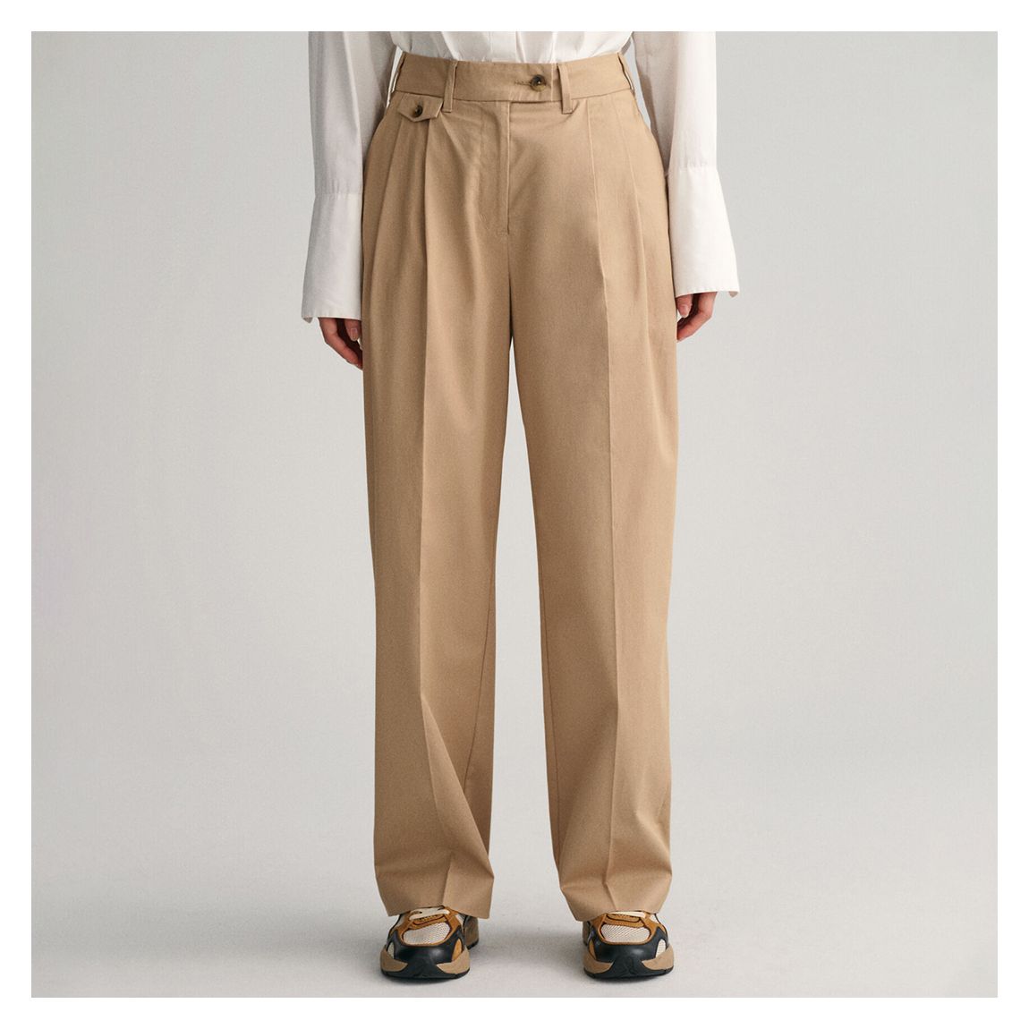 Tan Pleated Wide Leg Chino main product photo
