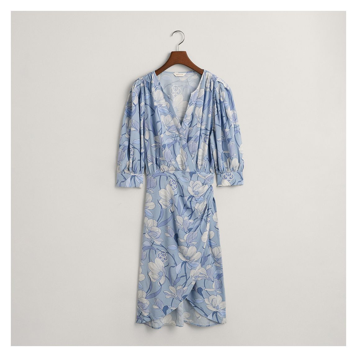Cornflower Magnolia Print Wrap Dress main product photo