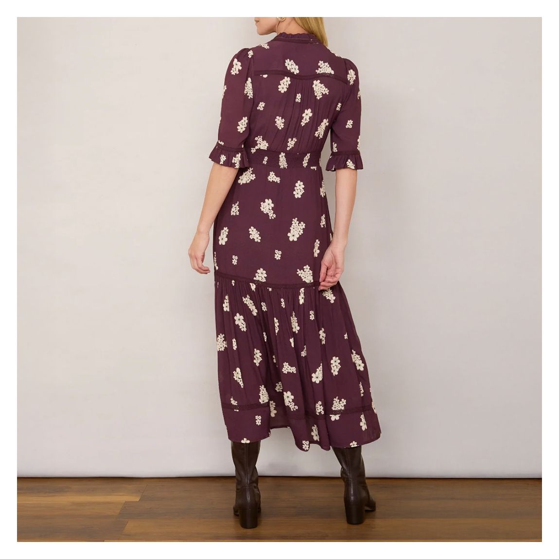 Deep Plum Printed Midaxi Dress main product photo