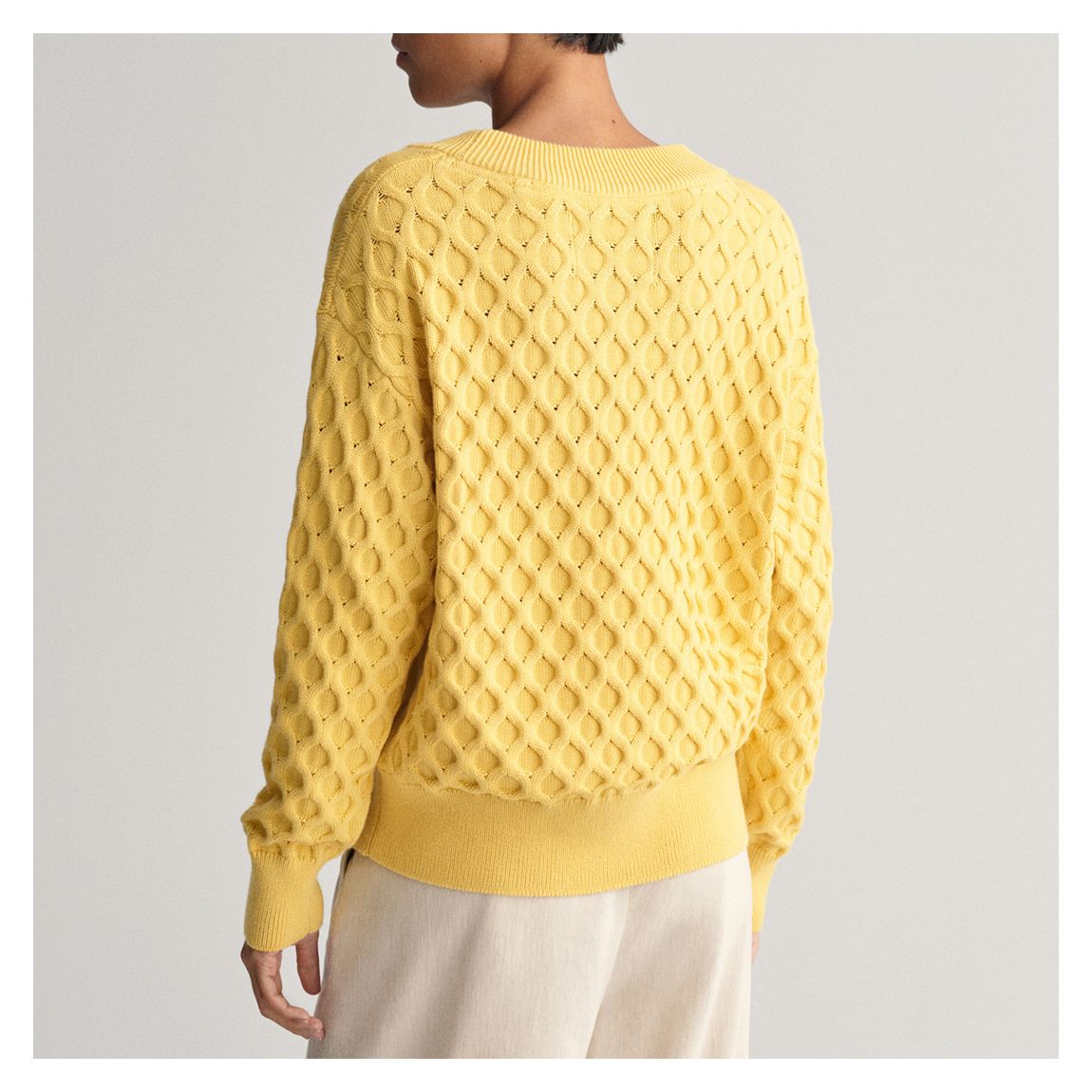 Sunflower Yellow Textured Knit V-Neck main product photo