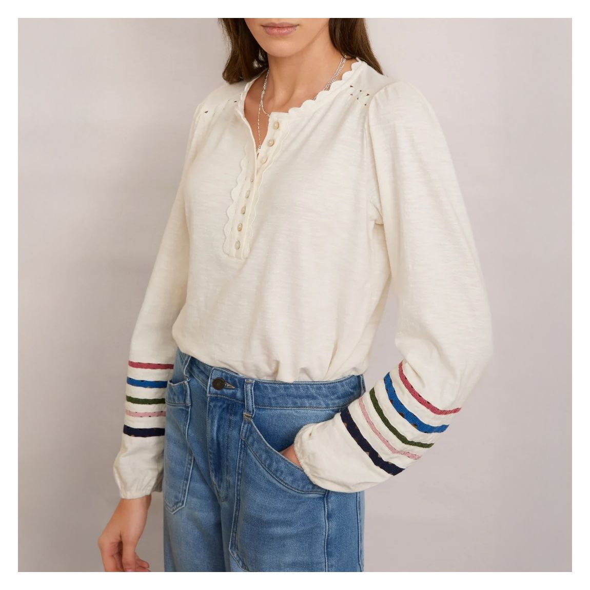 Ivory Rosia Embroidery Top main product photo