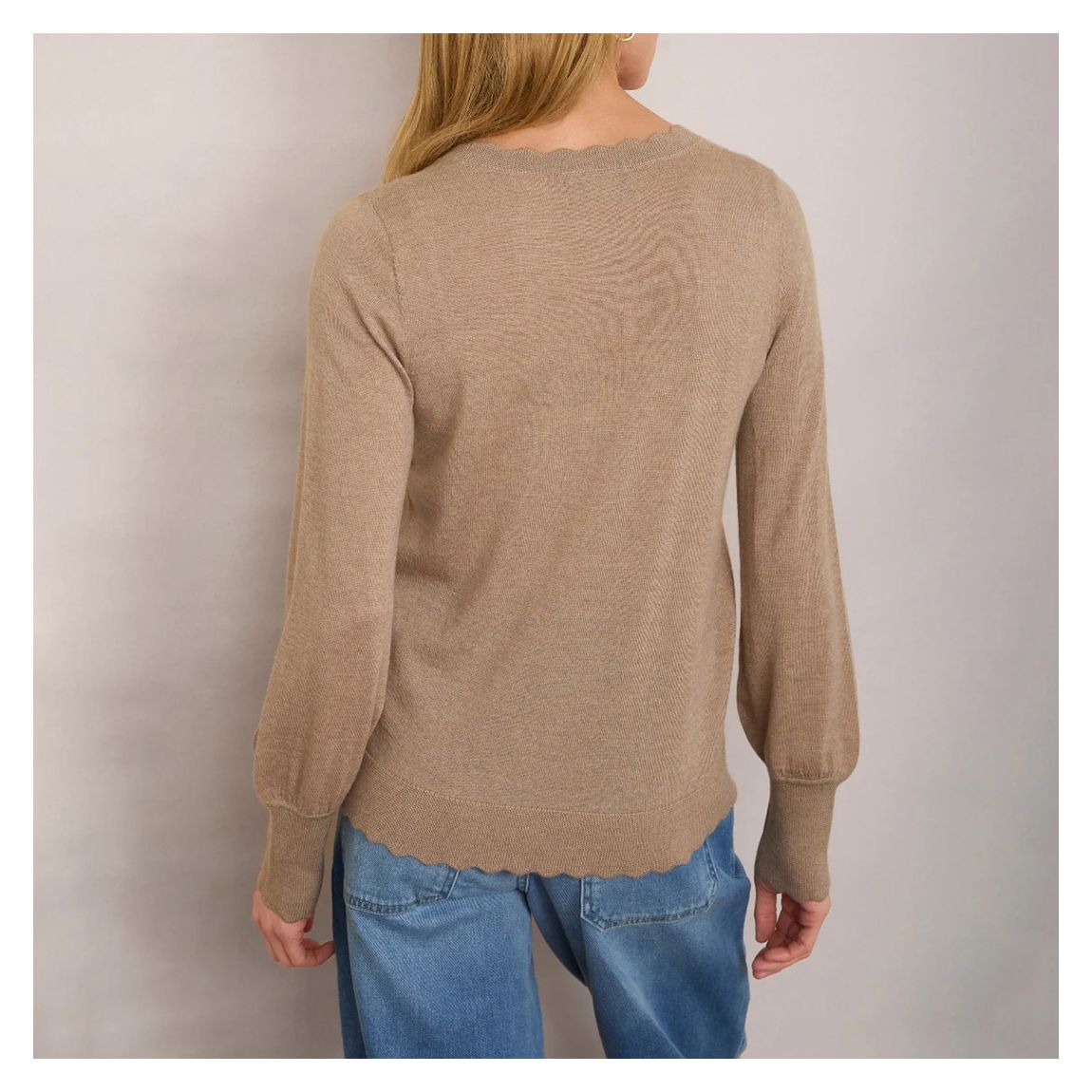 Oat Marl Fleurine Scallop Jumper main product photo