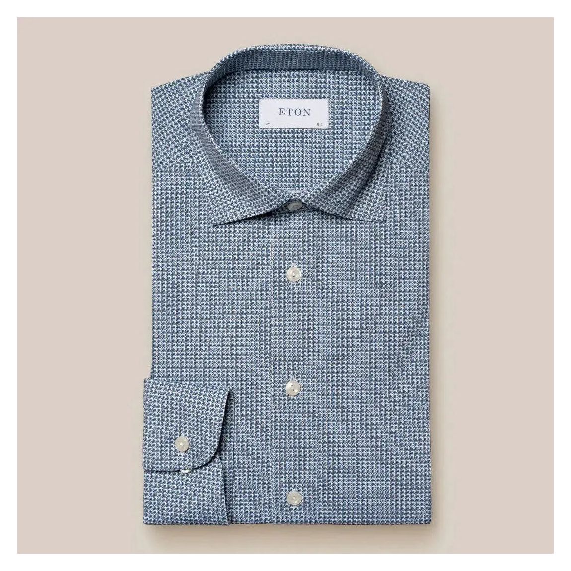 Eton Mid Blue and White Slim Fit Circle Pattern Shirt for Men main product photo