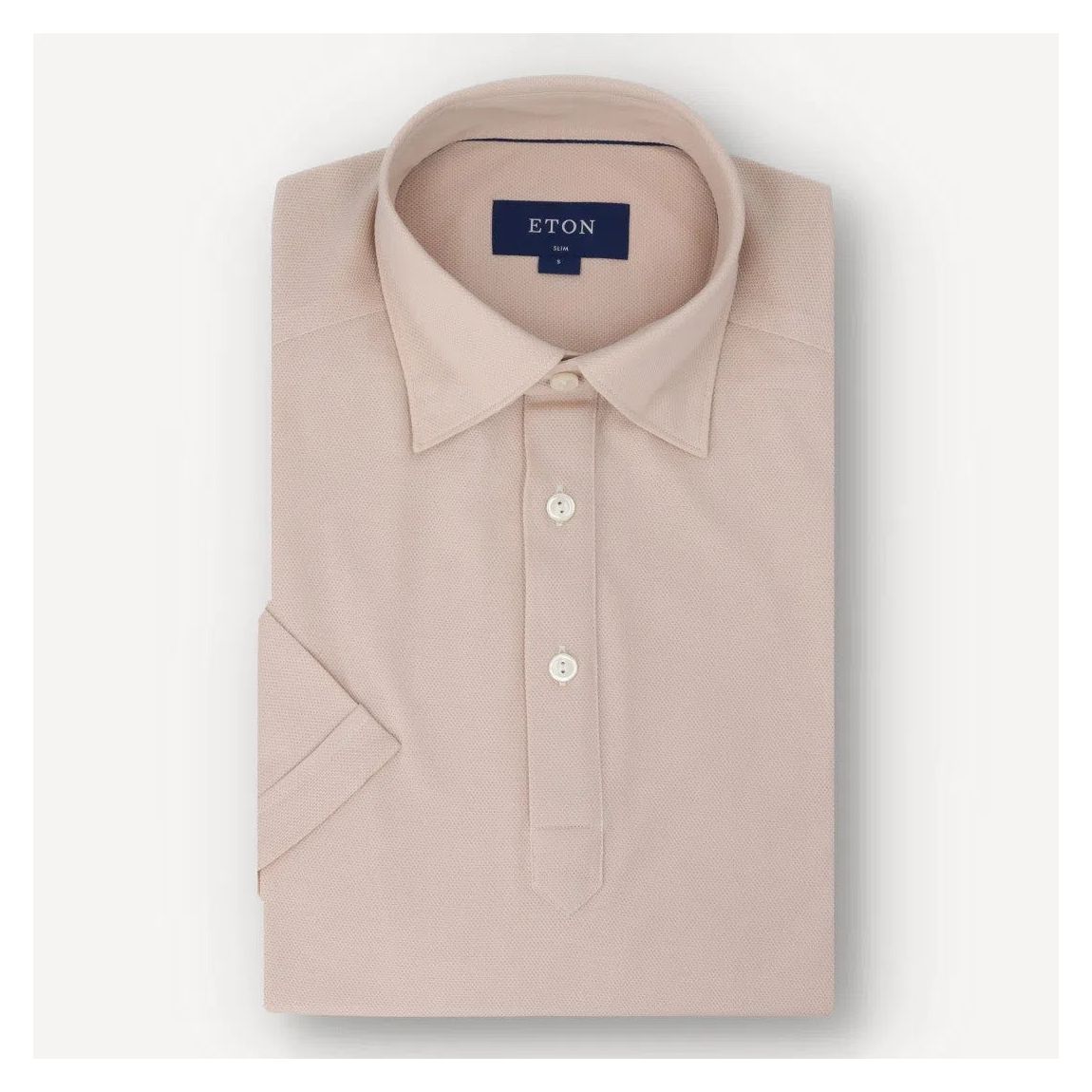 Eton Beige Short Sleeve Slim Fit Knitted Polo Shirt for Men main product photo
