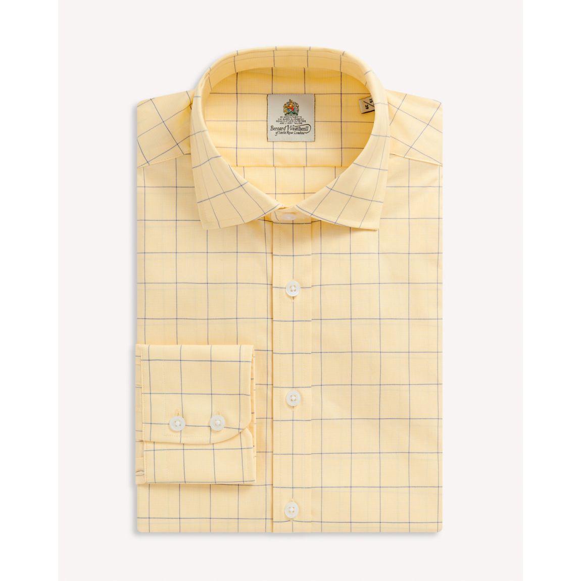 Bernard Weatherill Yellow and Blue Windowpane Check Semi-Cutaway Shirt main product photo