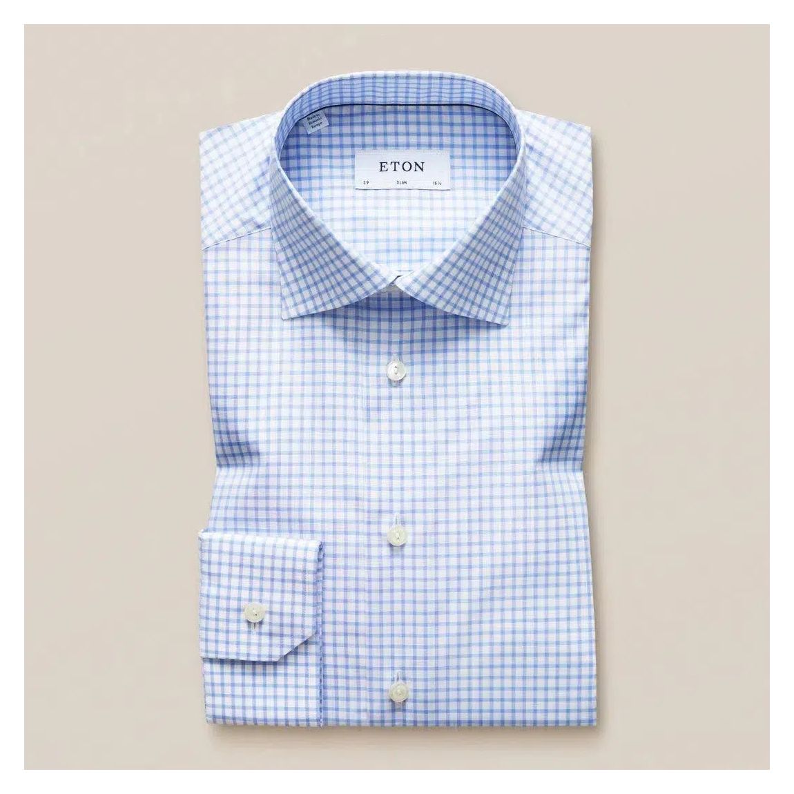 ETON Light Blue Slim Fit Small Graph Check Shirt for Men main product photo