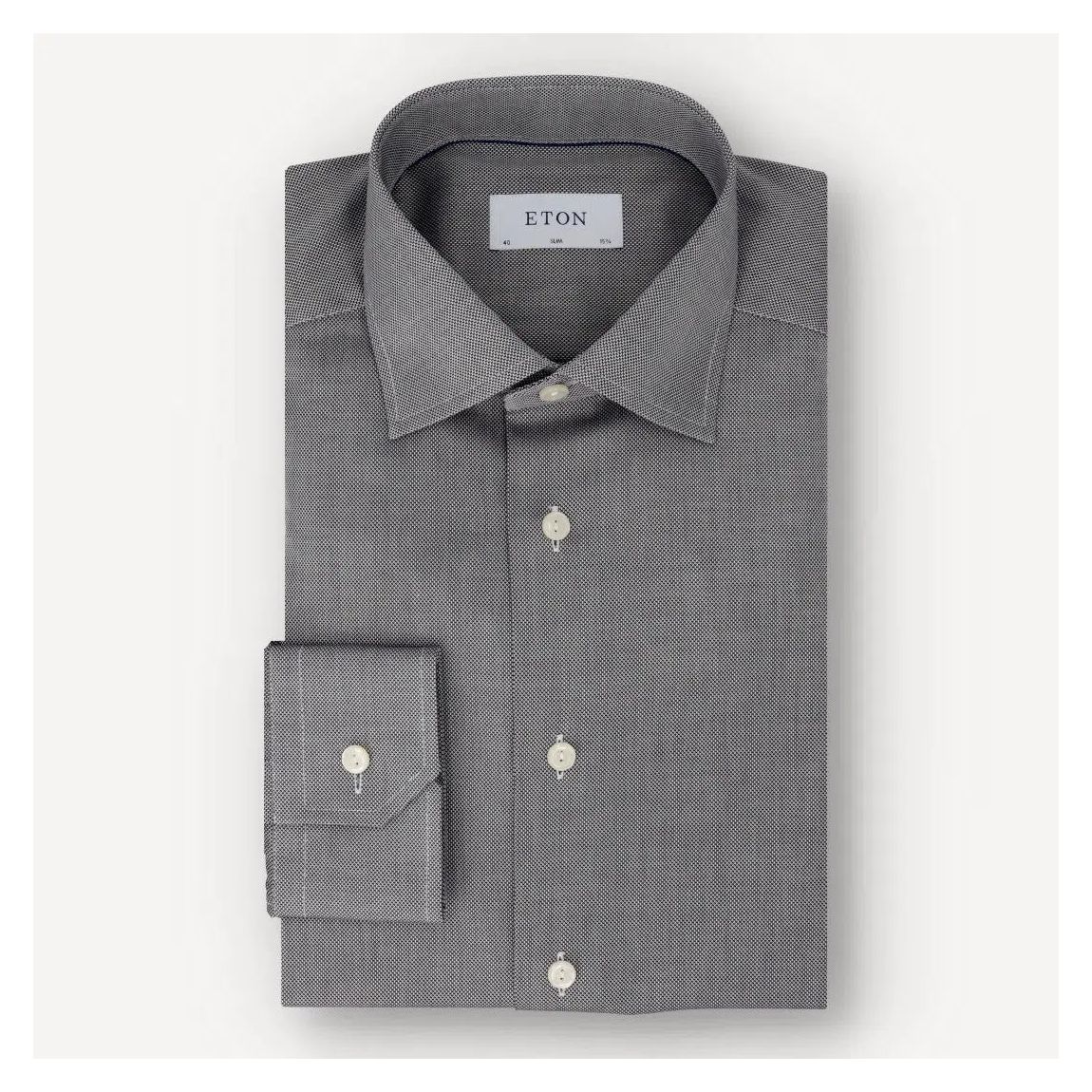 Eton Black Slim Fit Micro Houndstooth Shirt - Classic Elegance main product photo