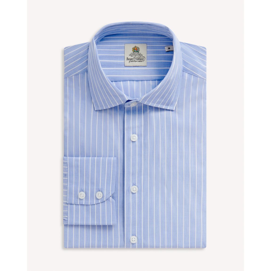 Bernard Weatherill Sky and White Stripe Semi-Cutaway Collar Shirt main product photo