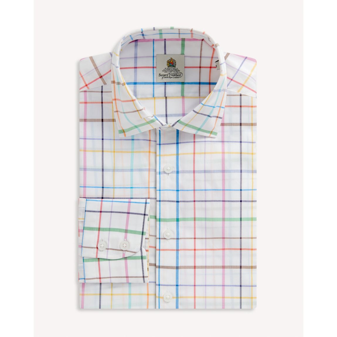 Bernard Weatherill Luxury Multi Windowpane Check Shirt in White and Yellow main product photo