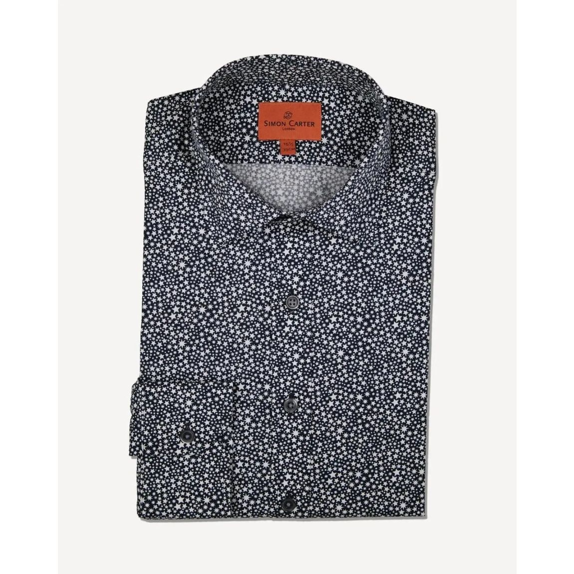 Simon Carter Navy and White Star Print Tailored Fit Shirt main product photo