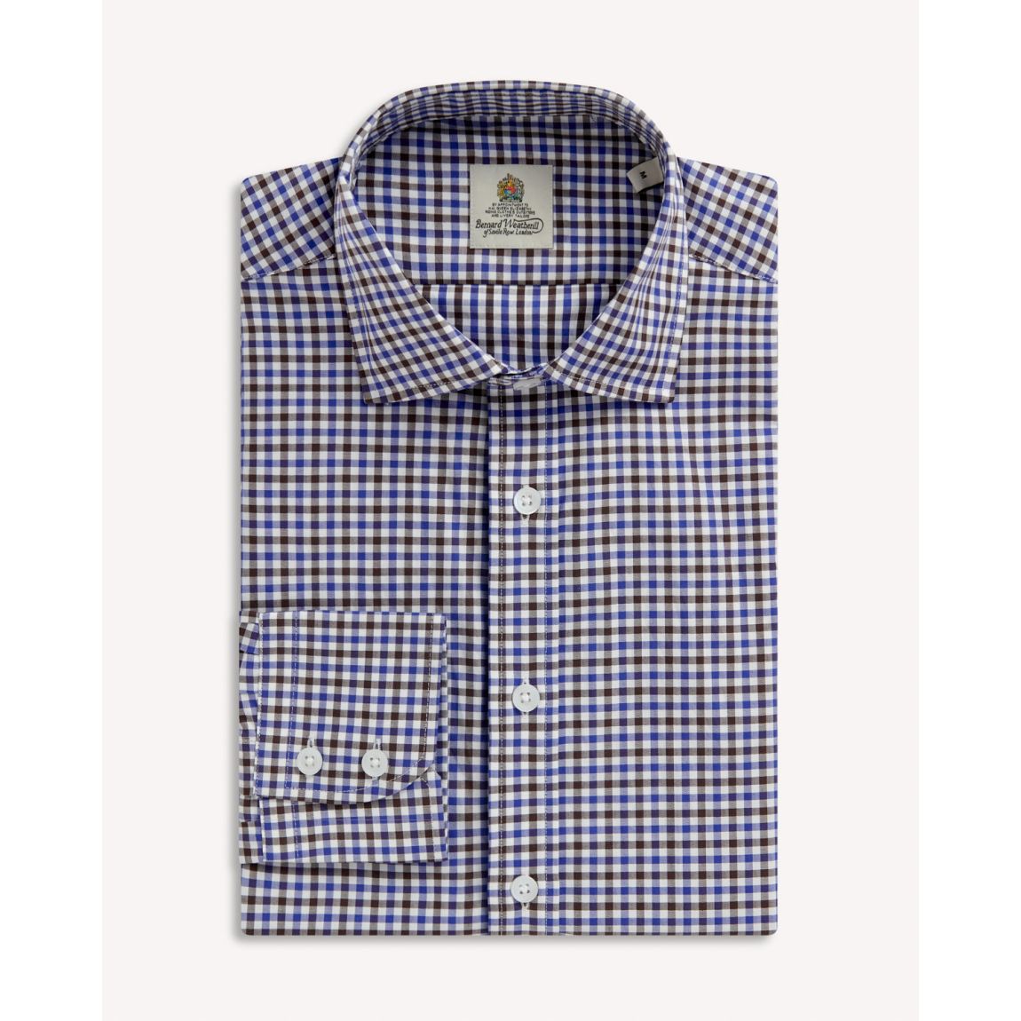 Bernard Weatherill Micro Gingham Country Twill Shirt in Blue, Green, and White main product photo