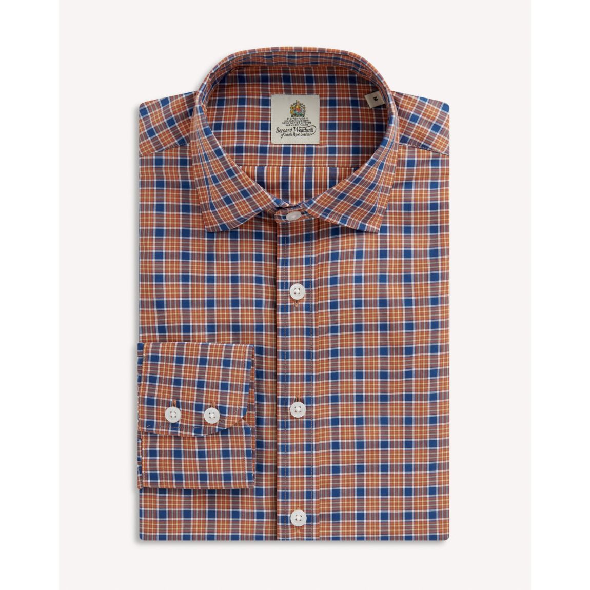 Bernard Weatherill Orange/Blue Multi Check Semi-Cutaway Poplin Shirt main product photo