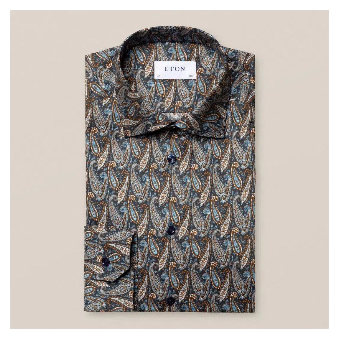Eton Navy Blue Super Slim Fit Paisley Shirt - Stylish and Comfortable main product photo