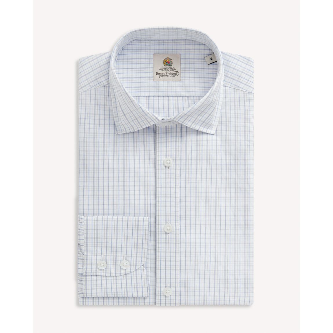 Bernard Weatherill Men's Casual Micro Check Shirt in White and Blue main product photo