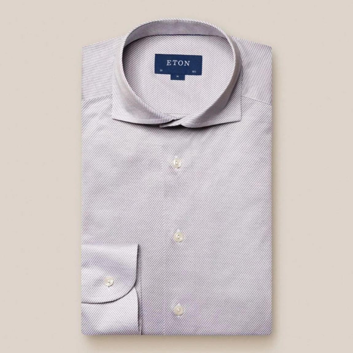 Eton Light Grey Contemporary Fit Twill Jersey Striped Shirt main product photo