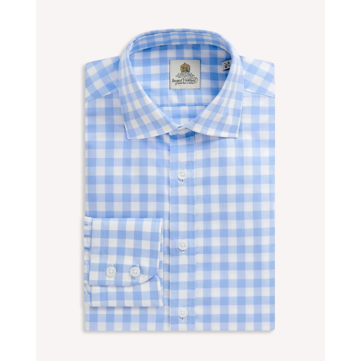 Bernard Weatherill Sky and White Gingham Check Semi-Cutaway Shirt main product photo