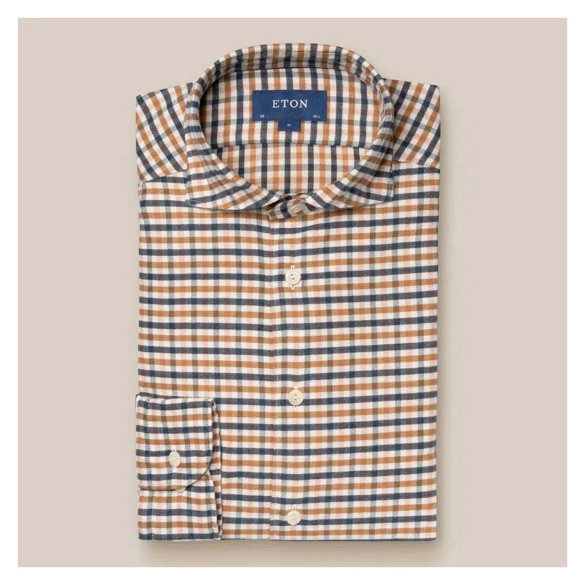 Eton Orange and Blue Contemporary Fit Casual Check Shirt main product photo