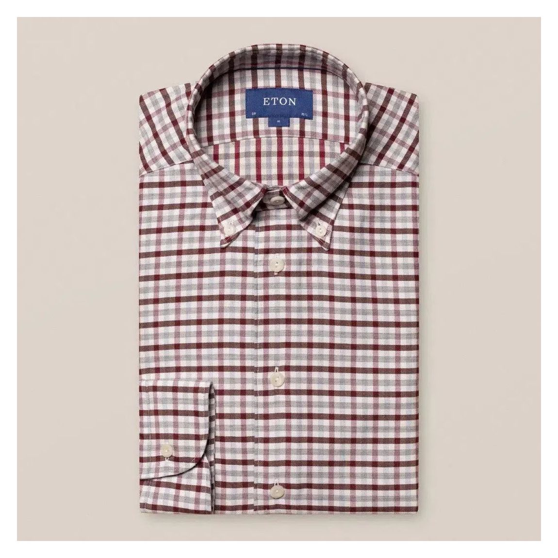 Eton Dark Red Check Shirt - Contemporary Fit Flannel Style main product photo