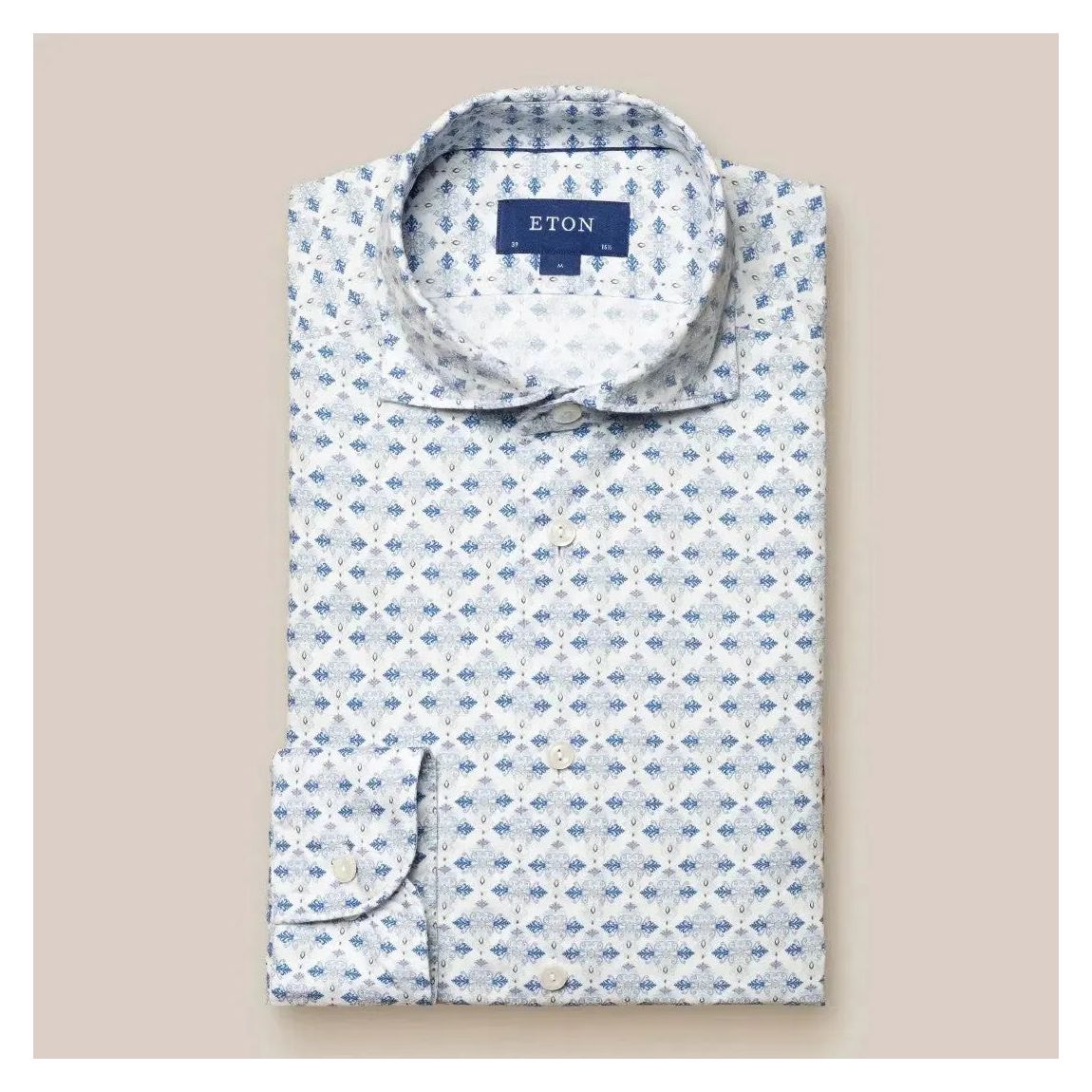 Eton Light Blue and White Diamond Tile Check Shirt for Men main product photo