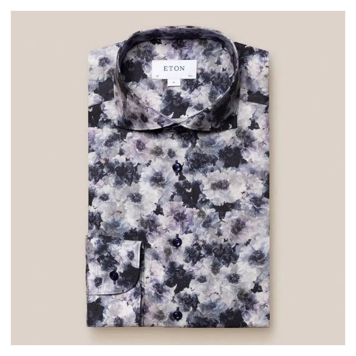 Eton Slim Fit Floral Twill Shirt in Mid Purple - Stylish and Comfortable main product photo