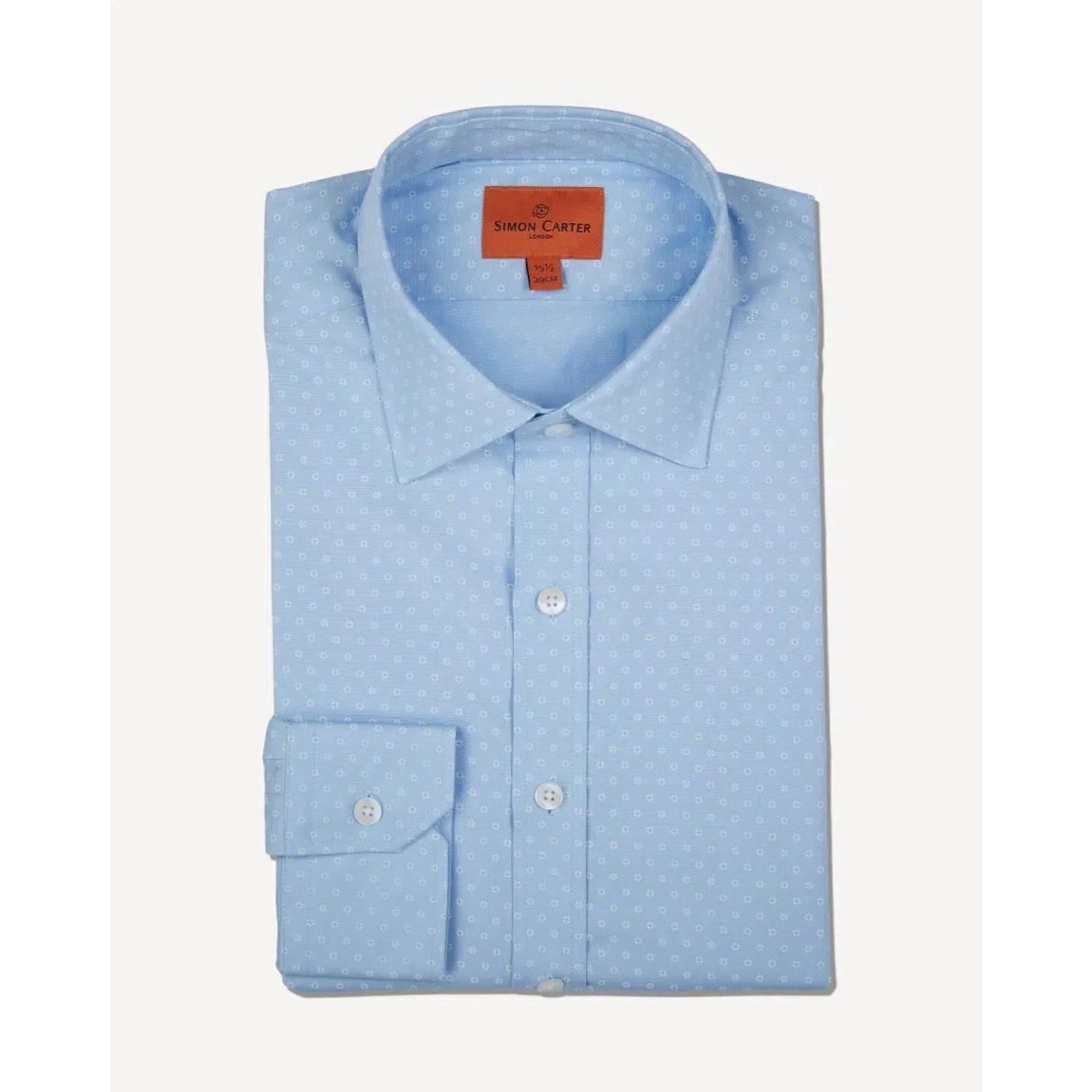 Simon Carter Sky Blue Tailored Fit Micro Tile Shirt main product photo