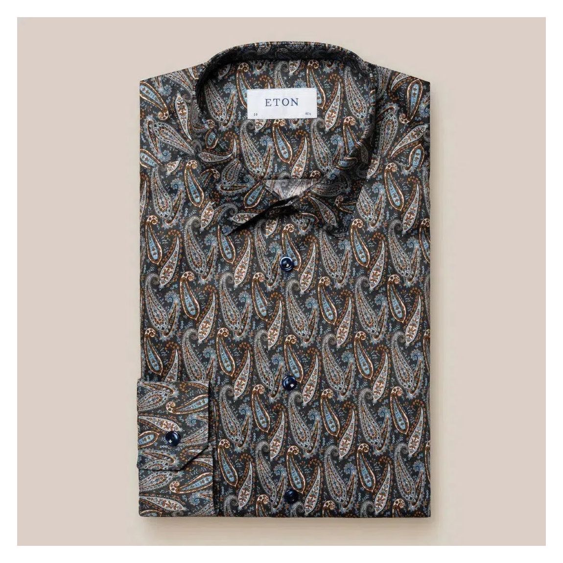 Eton Navy Blue Super Slim Fit Paisley Shirt for Men main product photo