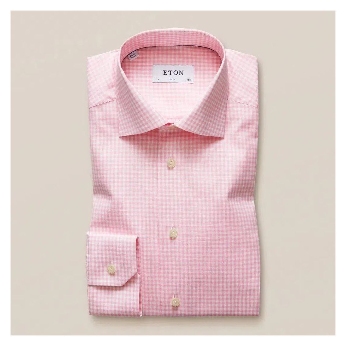 Stylish Slim Fit Pink Gingham Check Shirt for Men main product photo