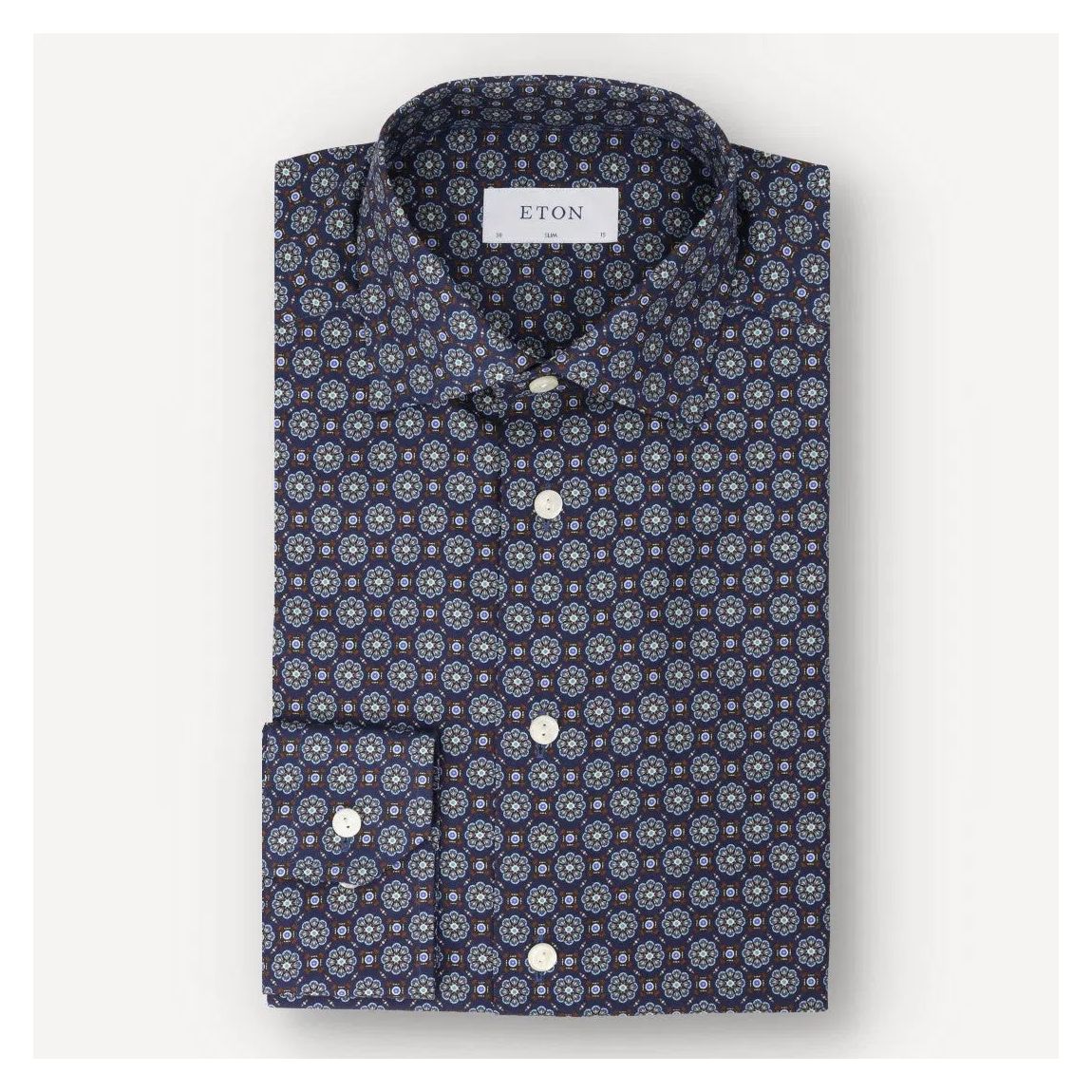 Eton Navy Blue Slim Fit Kaleidoscope Shirt - Luxury Cotton main product photo