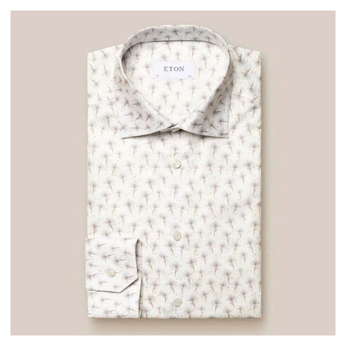 Eton Slim Fit Dandelion Print Shirt in White and Beige/Blue main product photo