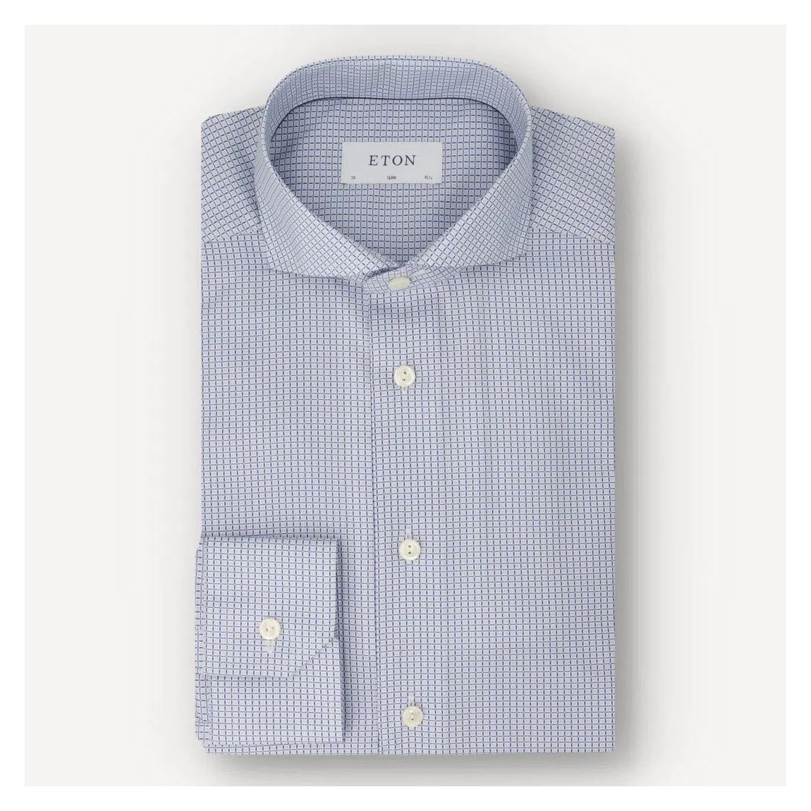Eton Light Blue Slim Fit Geometric Tile Shirt - Luxury Cotton Design main product photo