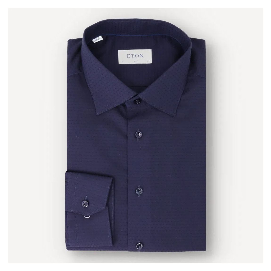 Eton Navy Blue Classic Fit Diamond Textured Weave Shirt for Men main product photo