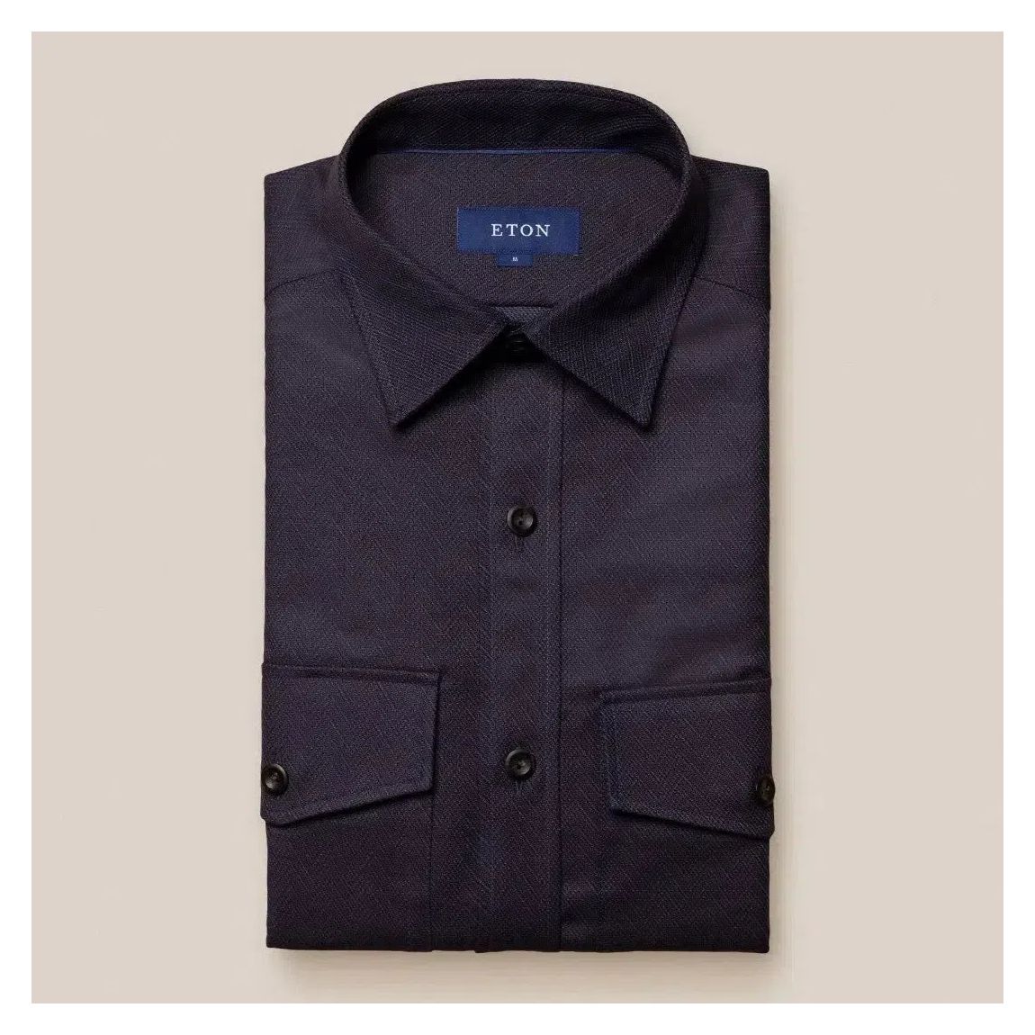 Eton Navy Blue Zig Zag Weave Overshirt for Men main product photo
