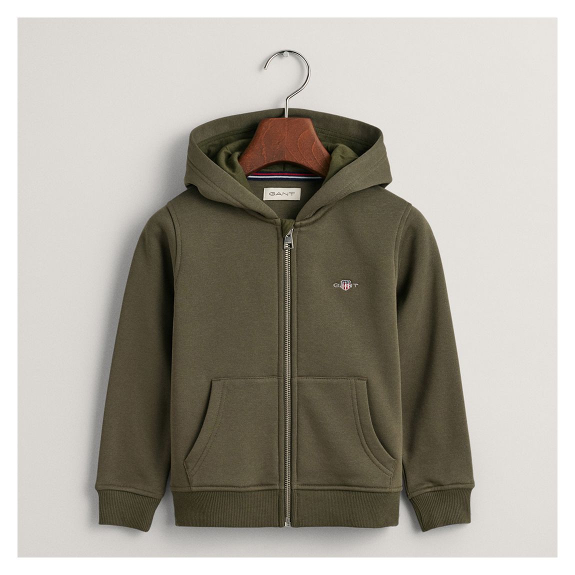 Dark Khaki Shield Zip Hoodie main product photo