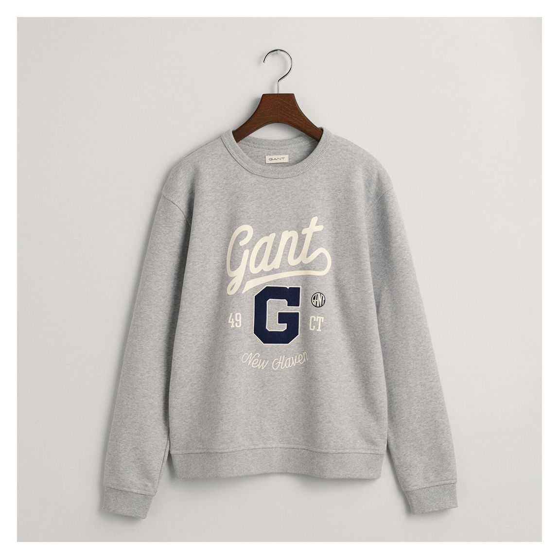 Light Grey Marl Relaxed Graphic Crew Sweater main product photo