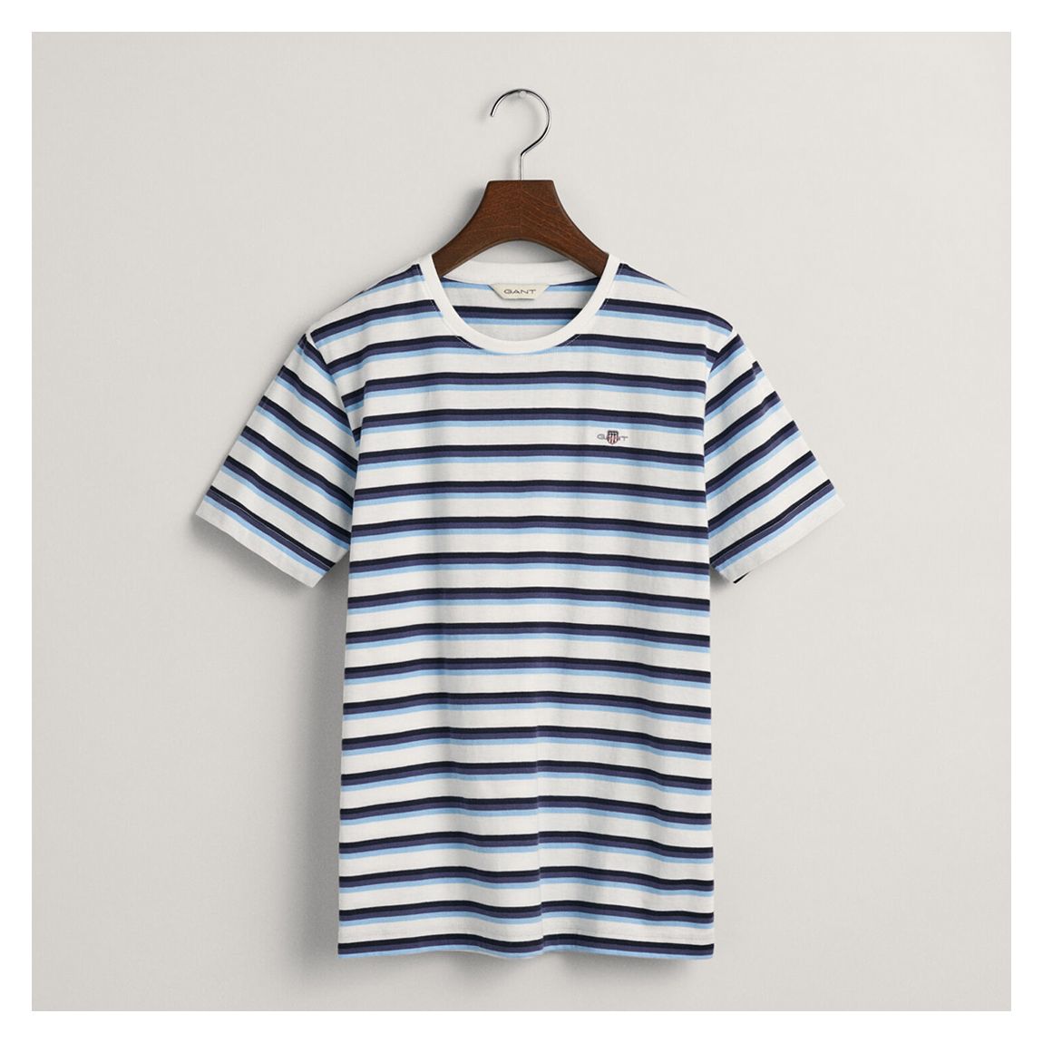 White/Navy Striped Shield T-Shirt main product photo