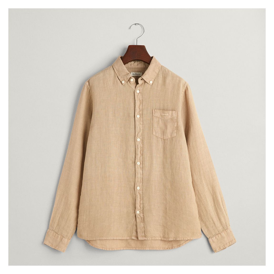 Coffee Linen Long Sleeve Shirt main product photo